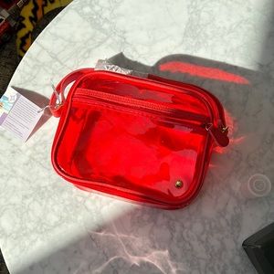 Stephanie Johnson Red Clear Cosmetic Bag or Clear Handbag. NWT